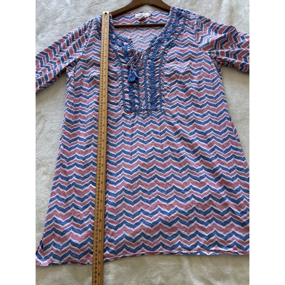 Vineyard Vines Cover Up Large Tunic Dress Embroidered Long Sleeve Cruise Resort - Picture 4 of 10